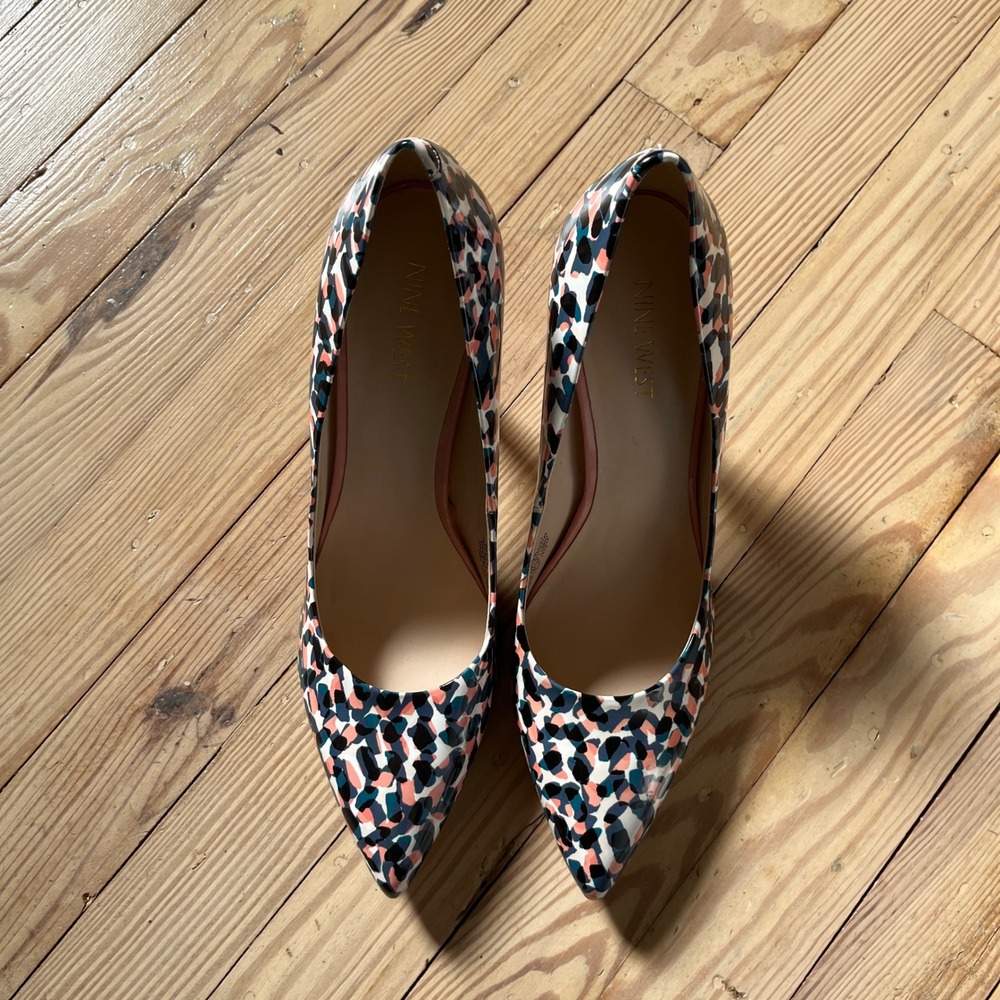 Nine West Flax Pumps Womens 10M Multi Color Abstract Animal Print Pointed Toe - Picture 5 of 8